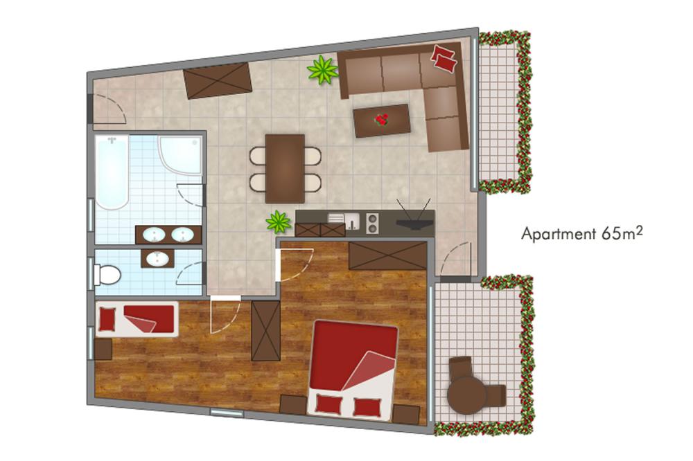 Skizze Apartments 65 m²