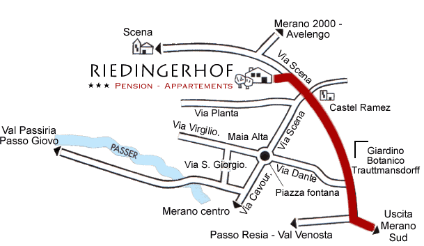 Riedingerhof di Merano - cartina