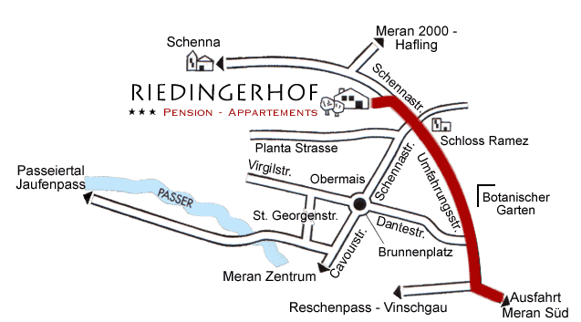 Lageplan Riedingerhof in Meran